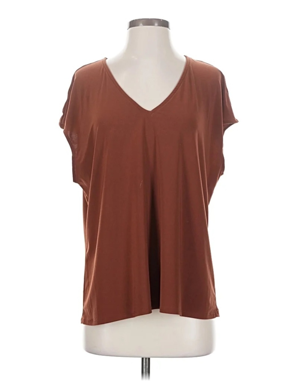 Women’s V-Neck Relaxed Tee in Rust Brown